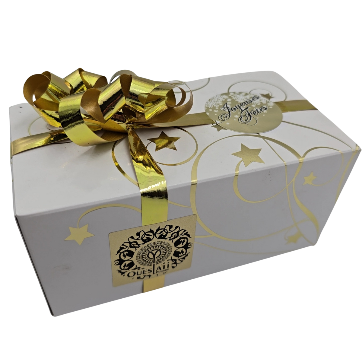 Ballotin Blanc Small au décor étoilé Joyeuses Fêtes, garni de 11 pâtisseries orientales (3)
