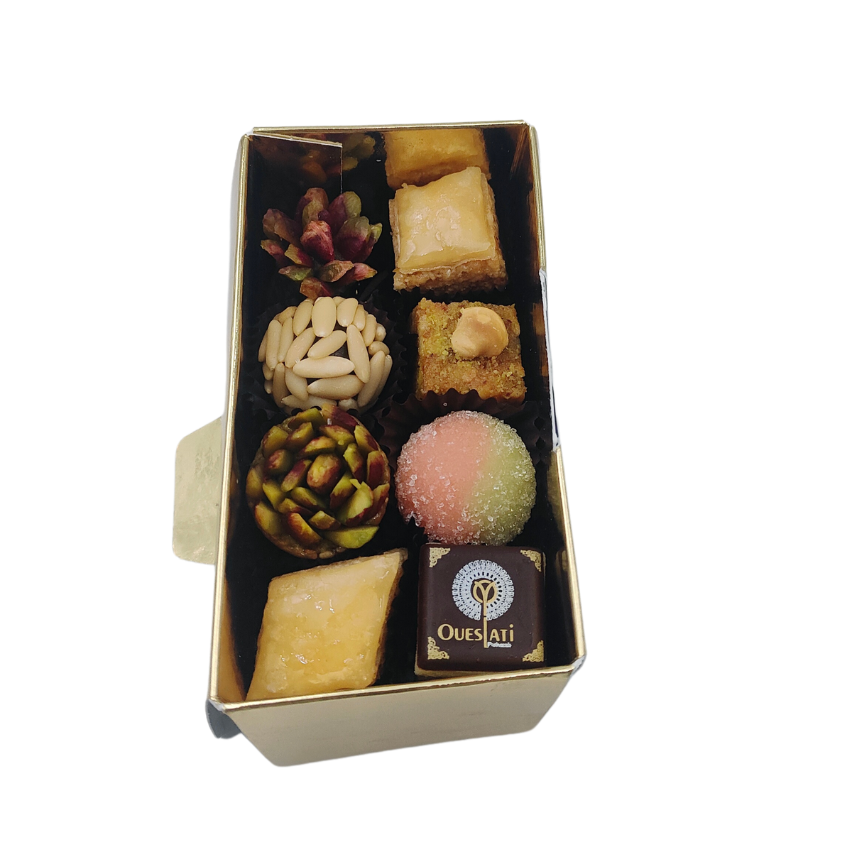 Ballotin Blanc Small au décor étoilé Joyeuses Fêtes, garni de 11 pâtisseries orientales (2)
