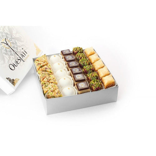 Coffret Assortiment 5 Saveurs de 27 pâtisseries orientales : bjawia, mlabes et baklawa